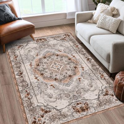 1.7x2.6 Area Rug Washable Boho Rug Soft Small Area Rug for Door Mat, Kitchen, Floor, Entryway, Powder Room Non-Slip Non-Shedding Faux Wool Vintage Rug Boho Area Rug Printed Indoor Accent Rugs