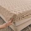 1pc Elastic Velvet Fitted Sheet, Taffeta Shaggy Bed Cover Autumn Winter Mattress Protectors, Fitted Deep Pocket Up to 11''(C,150 * 200cm) view 1