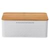 ABOOFAN Metal Bread Box Farmhouse Bread Bin With Bamboo Lid Vintage Iron Bread Bins Retro Storage Holder Food Keepers Container for Countertop Kitchen Dining White view 1