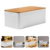 ABOOFAN Metal Bread Box Farmhouse Bread Bin With Bamboo Lid Vintage Iron Bread Bins Retro Storage Holder Food Keepers Container for Countertop Kitchen Dining White view 2