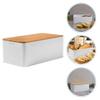 ABOOFAN Metal Bread Box Farmhouse Bread Bin With Bamboo Lid Vintage Iron Bread Bins Retro Storage Holder Food Keepers Container for Countertop Kitchen Dining White view 4