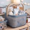 Roshtia Blue Metal Wire Storage Basket with Wooden Handle, Decorative Organizer Bin for Bathroom, Nursery, Pantry Shelf, Kitchen Counter, Spa Gift Basket Container, 9.65 Inch view 4