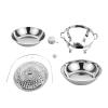 Gagalayong Celebrations Cookware Collection 6.3-Quart Heavy Gauge Stainless Steel Round Chafing Dish Set with Roll Top Lid for Entertaining & Catering (Silver) (Silver) view 2