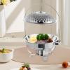 Gagalayong Celebrations Cookware Collection 6.3-Quart Heavy Gauge Stainless Steel Round Chafing Dish Set with Roll Top Lid for Entertaining & Catering (Silver) (Silver) view 3