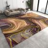 Abstract Irregular Gold line Area Rug for Living Room, Luxury Purple Gold Marble Art Carpet, Anti-Slip Washable Low Pile Easy Clean Absorbent Rug for Bedroom Sofa Entryway Hallway-4x5ft view 3