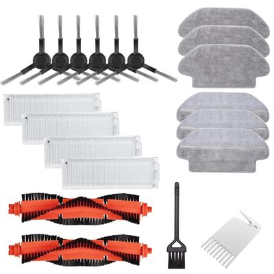 GRASKY Main Side Brush Cover Hepa Filter Mop Cloth/Fit for Xiaomi Mijia Mi Robot Vacuum Mop P STYTJ02YM Robotic Cleaner Accessories Parts (Color : Set B Black)