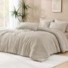 Andency Oatmeal Queen Comforter Set, Lightweight Fluffy Boho Bedding Comforter Set, 3 Pieces Tufted Farmhouse Shabby Chic Bed Set for All Seasons (1 Comforter 90x90In, 2 Pillowcases) view 1
