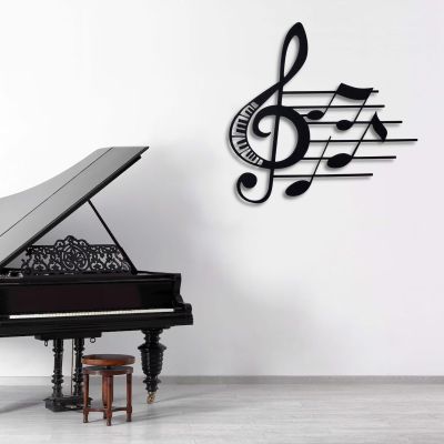 Bisamu Music Decor, Music Wall Art, Sol Key Music Notes, Metal Music Wall Decor, Treble Clef, Music Room Decor, Music Themed Decor, Music Lovers Gift (24" x 24"/ 60.9 x 60.9cm)