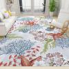Starfish Coral Seaweed Kids Area Rug, Cartoon Abstract Art Rugs, Anti-Slip Washable Low Pile Easy Clean Thin Absorbent Carpet for Living Room Bedroom Entryway Hallway Nursery-6x8ft view 1