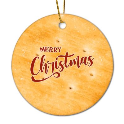 DOREENABE Merry Christmas Biscuit Ceramic Ornaments Circle Merry Christmas Biscuit Christmas Tree Hanging Ornament Holiday Decor Xmas Gifts for Kids Girls Friends Family