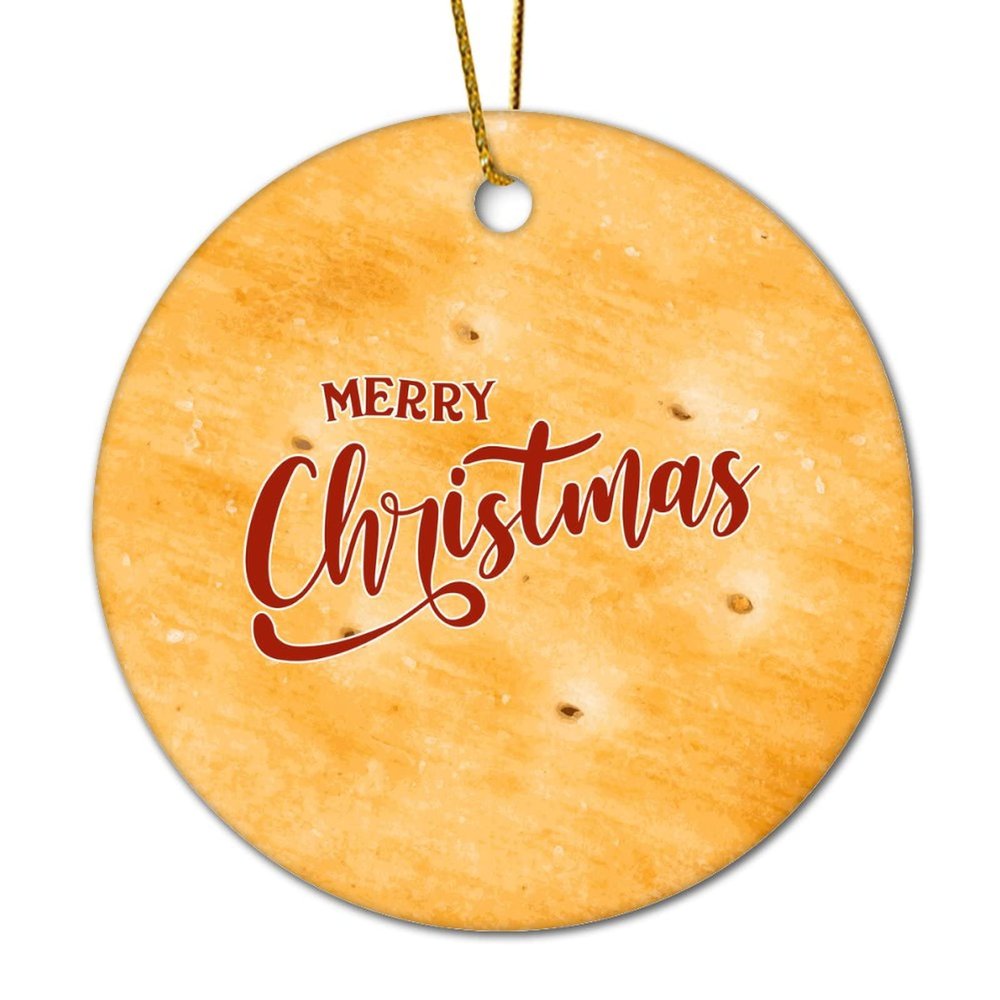 DOREENABE Merry Christmas Biscuit Ceramic Ornaments Circle Merry Christmas Biscuit Christmas Tree Hanging Ornament Holiday Decor Xmas Gifts for Kids Girls Friends Family