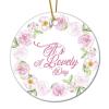 DOREENABE It's A Lovely Day with Floral Wreath Christmas Tree Ornaments 2023 Ceramic,Double Sided,Love,Family Love Gifts,Elegant Flower Wreath view 1