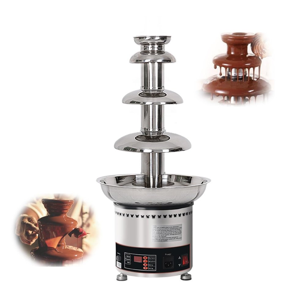 Aimery Chocolate Fountain,Chocolate FondueStainless Steel Sauce Melting Pot, Chocolate Melt Heating Fondue MachineSauce Heater for Party Restaurant Wedding and Birthday (Color : 110V, Size : 4 Tie