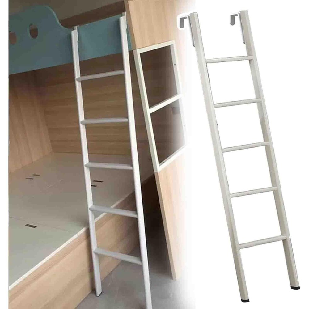 BXKCFYBSQ White Bunk Bed Ladder Loft Bed Ladder with 2 Hooks, Camper Bunk Bed Ladder for Travel Trailer, Capacity 150kg/330lbs (Size : 1.65m/65 Inch)
