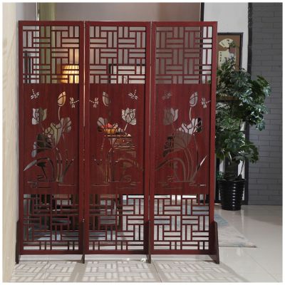 LXLZYXSF Chinese Vintage Carved Room Divider Partition 70inches Tall, Parlors Separation Screen Wooden, Entry Freestanding Temporary Wall, Office Guest Room Caf (Size : 3 Panel 150x180cm/59x70.8in)