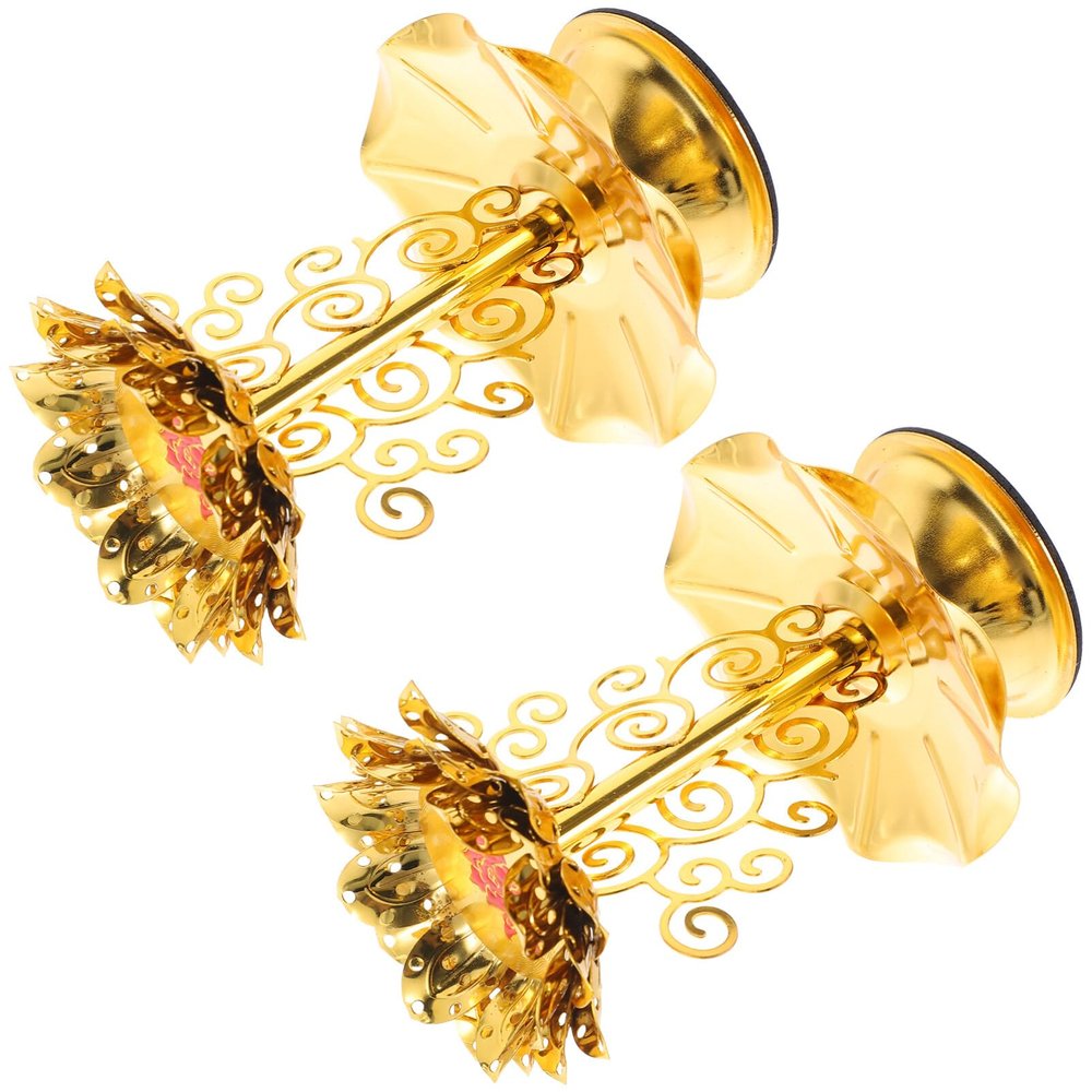 2pcs Lotus Candle Holders Butter Lamp Base for Buddhist Use Decorative Candlestick Flower Design for Home and Decor