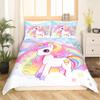 Cute Unicorn Kids Duvet Cover Set Full Size,Rainbow Stars Cloud Dreamy Bedding Set,Girls Women Room Decor,Cartoon Animals Castle Girly Comforter Cover,Pink Blue Unique Quilt Cover,2 Pillowcases view 2