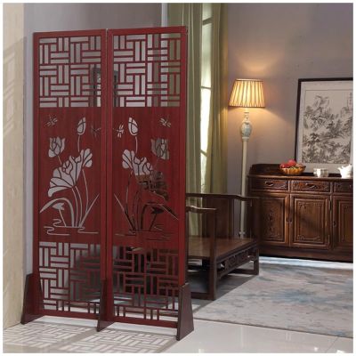 Chinese Vintage Carved Room Divider Partition 70inches Tall, Parlors Separation Screen Wooden, Entry Freestanding Temporary Wall, Office Guest Room Caf ( Size : 2 Panel 100x180cm/39.3x70.8in )