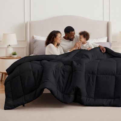 Bedsure Comforter Duvet Insert - Quilted Comforters Oversize Queen Size, All Season Duvet, GentleSoft Down Alternative Bedding, with 8 Tabs, Gifts for Women/Men, Black, Oversize Queen 98 x 98 Inches