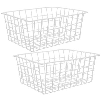 BESTonZON 2pcs Refrigerator Storage Basket Wire Baskets for Freezer Organization Vegetable and Fruit Bin for Home Kitchen Organization