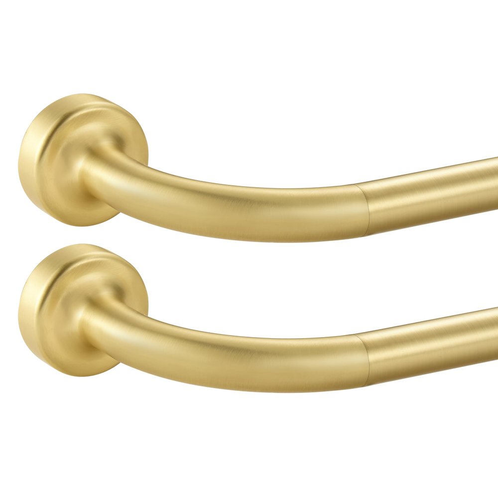2 Pack Brass Disc Curtain Rods, 28-48 Inches Window Curtain Rod,Adjustable Room Darkening Drapery Rod with Aluminum Finials and Brackets,Wrap Around Design