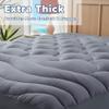 ELVEN HOME Queen Mattress Pad for Back & Hip Pain Relief, Pillow Top Cooling Bed Topper Quilted Fitted, Hotel Quality Deep Pocket Soft Queen Mattress Protector Cover Washable (60x80 inch, Grey) view 2