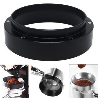 1pc Espresso Dosing Funnel 51/53/58mm Coffee Dosing Ring Aluminum Espresso Distribution Coffee Tool For Home Coffee Bar Shop College Dorm Room Apartment Essential Coffee Accessories (51mm, Black)