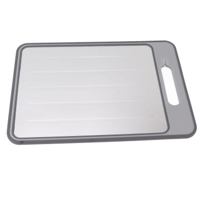 aqxreight Double Sided Cutting Board Rapid Thawing and Grinding Plate with Knife Sharpener for Kitchen (Gray)