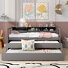 YOPTO Twin XL Wood Daybed with 2 Trundles, 3 Storage Cubbies, 1 Light for Free and USB Charging Design, for Bedroom/Living Apartment/Guest-Room,Gray view 3