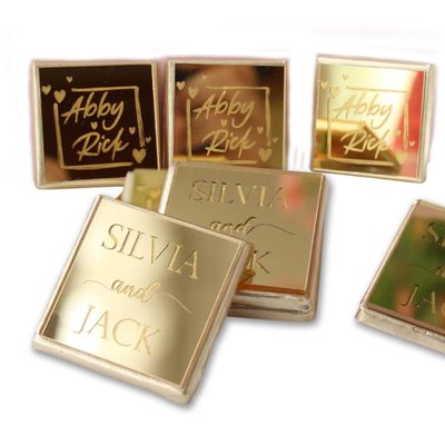 Wedding Chocolate Favors for Guests, Party Favors in Bulk, Personalized Bridal Shower Favors, Chocolate Gift, Plexi Favors with Chocolate
