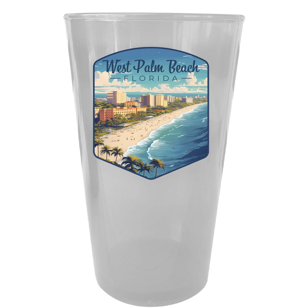 R and R Imports West Palm Beach Florida Design A Souvenir Plastic 16 oz pint Clear 4-Pack
