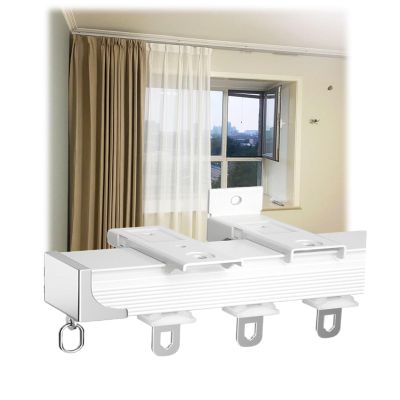 Curtain Rail With Mute Rollers, Aluminium Alloy Ceiling Track For Curtains, Heavy Duty Curtain Track System, For Heavy Large Curtains, Curtain Tracks And Fittings ( Color : White , Size : 4m/13.1ft )