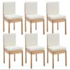 Shunzhi White Leather Dining Chairs Set of 6 Modern Upholstered Dining Room Chairs Natural Wooden Side Chairs Armless Accent Kitchen Chairs with Removable Cushion for Living Room, Cream White view 1