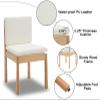 Shunzhi White Leather Dining Chairs Set of 6 Modern Upholstered Dining Room Chairs Natural Wooden Side Chairs Armless Accent Kitchen Chairs with Removable Cushion for Living Room, Cream White view 4