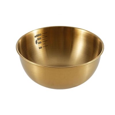 AMYSTY Stainless Steel Mixing Bowl Durable and Rustproof Easy Grip and Stability Design Bowl Versatile for Cooking Baking Prepping and Food Storage Salad Bowl (Size:24cm,Color:Gold)