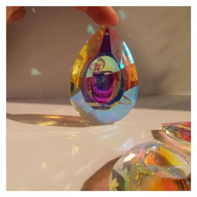 Chandelier Crystal Prisms Pendants 10PCS 4 Size Shaped AB Color Crystal Pendant Prisms Hanging Home Decor Chandelier Crystal Prisms Pendants (Color : 46mmx32mm)