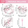 Qyeahkj 100 PCS Cherry Blossom Party Supplies Set Cherry Blossom Plates and Napkins Japanese Disposable Paper Party Tableware Forks Packs Decorations for Hibachi Spring Birthday Decoration Serve 25 view 2