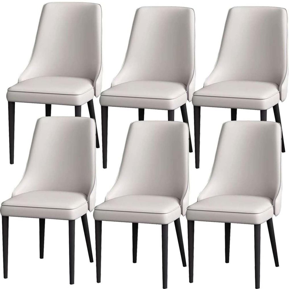 Amunpitic Chair for Kitchen Set of 6, Upholstered Dining Chairs with Backrest, Modern Kitchen & Dining Room Chairs, for Kitchen, Dining, Living Room (White)
