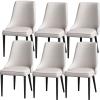 Amunpitic Chair for Kitchen Set of 6, Upholstered Dining Chairs with Backrest, Modern Kitchen & Dining Room Chairs, for Kitchen, Dining, Living Room (White) view 1