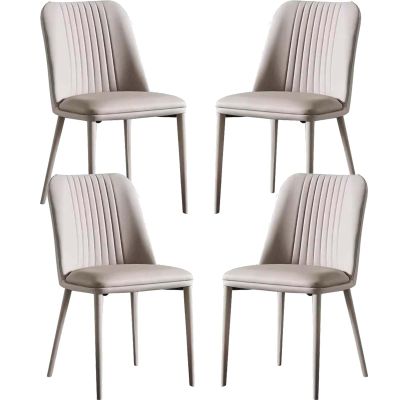 Amunpitic Kitchen Chairs Set of 2/4/6/8, Upholstered Dining Chairs, Dining Chairs Modern with PU Leather Upholstered with Metal Legs, for Kitchen Dining Living Room Chairs (White Set of 4)