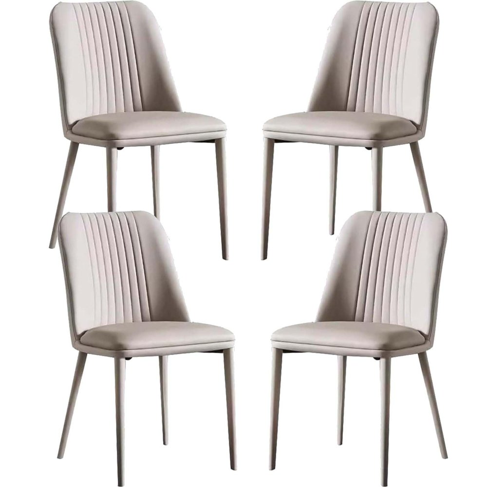 Amunpitic Kitchen Chairs Set of 2/4/6/8, Upholstered Dining Chairs, Dining Chairs Modern with PU Leather Upholstered with Metal Legs, for Kitchen Dining Living Room Chairs (White Set of 4)