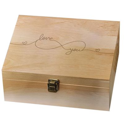arricraft 1 Pcs Wooden Memory Keepsake Box, Love You With Locking Wood Boxes Large Storage Box for Art DIY Stash Box Home Storage Keepsake Box for Craft Gifts, 10 x 8 x 4.25 Inch