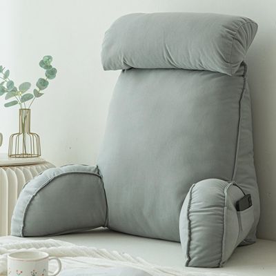 XIEMINLE Reading Pillow for Bed, Back Support Pillow, Home Lumbar Support Cushion, Removable Neck Pillow, Sofa Waist Pillow Ideal for Reading, Sitting, Relaxing,75 * 40 * 55cm,Grey1