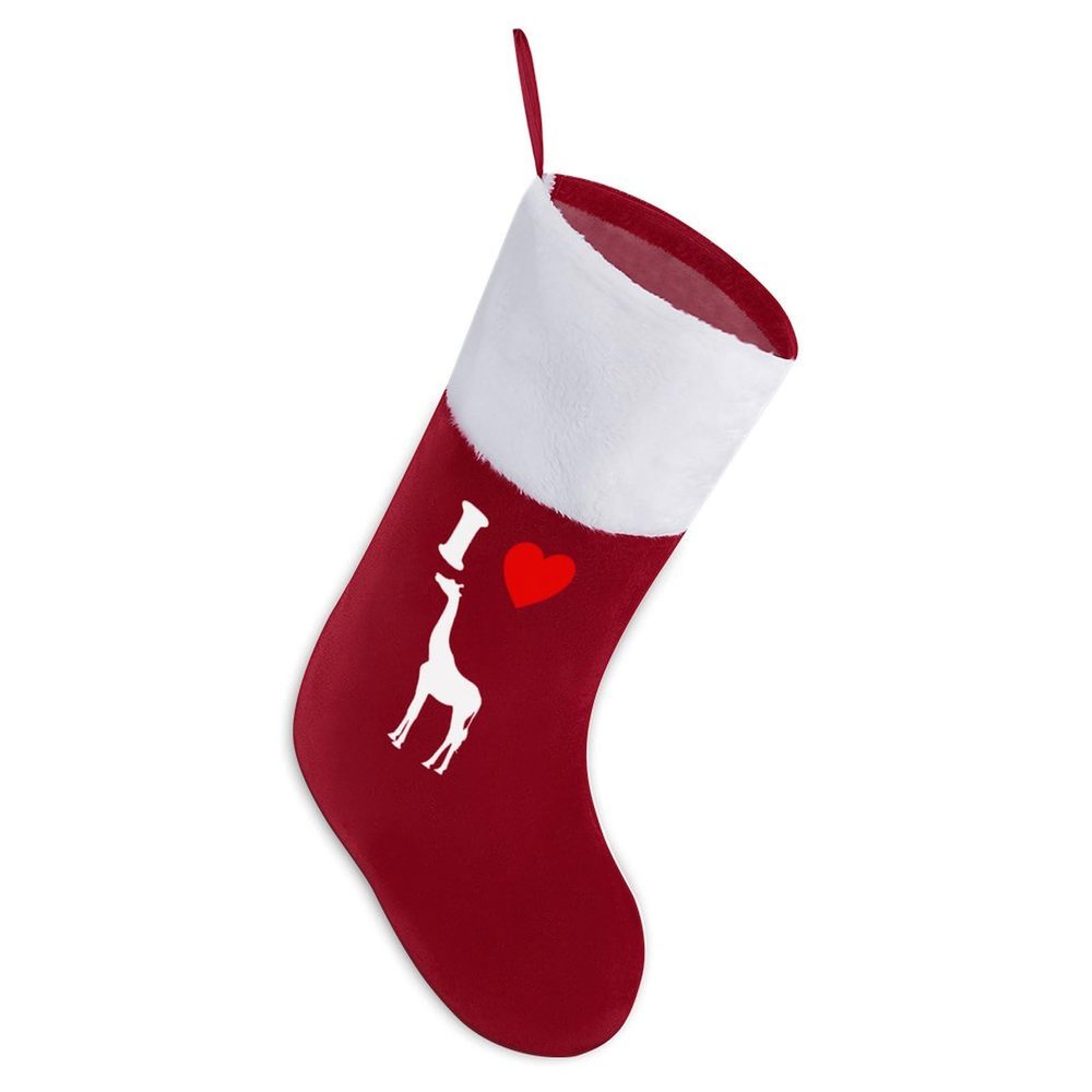 I Love Giraffe Christmas Stocking Hanging Stockings for Family Christmas Holiday Decorations