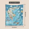 AMAZWI Greece Map Tapestries,Aesthetic Tapastrys Wall Hanging For Bedroom Living Room Dorm,Home Decor Tapestry view 4