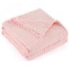 GINAMUSE 100% Cotton Muslin King Size Throw Blanket for Bed Gauze Fall Blankets Lightweight Soft Cozy Breathable Summer Throws for Adults All Seasons Use,108"x90" Pink view 1