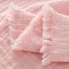 GINAMUSE 100% Cotton Muslin King Size Throw Blanket for Bed Gauze Fall Blankets Lightweight Soft Cozy Breathable Summer Throws for Adults All Seasons Use,108"x90" Pink view 2