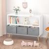 Kids Bookcase and Bookshelf Multi Shelf Cubby with 3 Collapsible Fabric Drawers Kid's Book and Toy Display Rack Toy Storage Cabinet Organizer for Playroom Nursery Children's Room School, White+Grey view 1