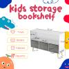 Kids Bookcase and Bookshelf Multi Shelf Cubby with 3 Collapsible Fabric Drawers Kid's Book and Toy Display Rack Toy Storage Cabinet Organizer for Playroom Nursery Children's Room School, White+Grey view 2