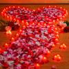Coume 6000 Pieces Artificial Rose Petal 72 Pieces LED Tealights Candle, Romantic Decorations Special Night Rose Petal Heart Candle for Valentines Wedding Anniversary Proposal Decor(Cute Red Light) view 1